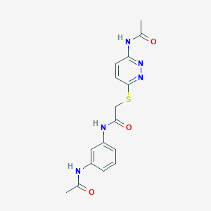 molecular formula C16H17N5O3S B2549735 N-(3-乙酰氨基苯基)-2-((6-乙酰氨基吡哒嗪-3-基)硫代)乙酰胺 CAS No. 1021091-40-6