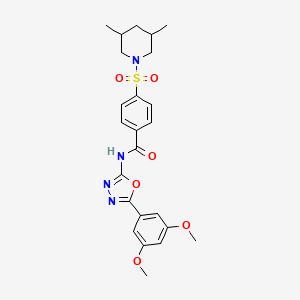 N-[5-(3,5-dimethoxyphenyl)-1,3,4-oxadiazol-2-yl]-4-(3,5-dimethylpiperidin-1-yl)sulfonylbenzamide