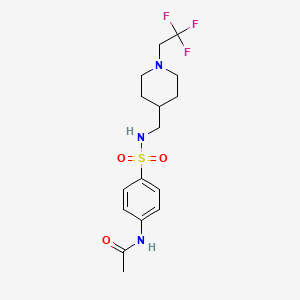 molecular formula C16H22F3N3O3S B2549786 N-[4-[[1-(2,2,2-Trifluoroethyl)piperidin-4-yl]methylsulfamoyl]phenyl]acetamide CAS No. 2319847-68-0