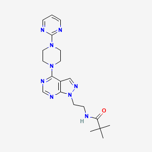 molecular formula C20H27N9O B2549799 N-(2-(4-(4-(pyrimidin-2-yl)piperazin-1-yl)-1H-pyrazolo[3,4-d]pyrimidin-1-yl)ethyl)pivalamide CAS No. 1021025-22-8