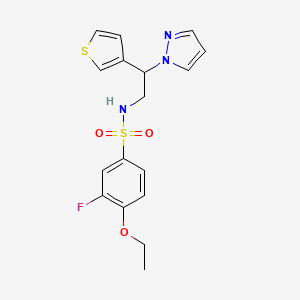 molecular formula C17H18FN3O3S2 B2549817 N-(2-(1H-pyrazol-1-yl)-2-(thiophen-3-yl)ethyl)-4-ethoxy-3-fluorobenzenesulfonamide CAS No. 2034570-05-1