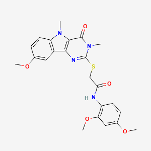 molecular formula C23H24N4O5S B2549836 N-(2,4-dimethoxyphenyl)-2-((8-methoxy-3,5-dimethyl-4-oxo-4,5-dihydro-3H-pyrimido[5,4-b]indol-2-yl)thio)acetamide CAS No. 1112435-87-6