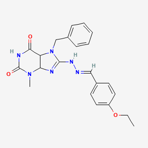 molecular formula C22H22N6O3 B2549851 7-benzyl-8-[(E)-2-[(4-ethoxyphenyl)methylidene]hydrazin-1-yl]-3-methyl-2,3,6,7-tetrahydro-1H-purine-2,6-dione CAS No. 949682-39-7
