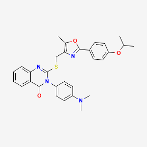 molecular formula C30H30N4O3S B2549852 3-(4-(dimethylamino)phenyl)-2-(((2-(4-isopropoxyphenyl)-5-methyloxazol-4-yl)methyl)thio)quinazolin-4(3H)-one CAS No. 1114656-79-9