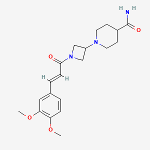 molecular formula C20H27N3O4 B2549865 (E)-1-(1-(3-(3,4-dimethoxyphenyl)acryloyl)azetidin-3-yl)piperidine-4-carboxamide CAS No. 2321337-42-0