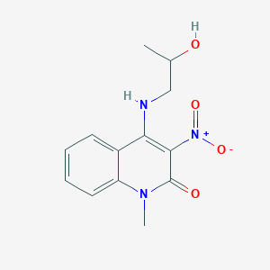 molecular formula C13H15N3O4 B2549894 4-(2-Hydroxypropylamino)-1-methyl-3-nitroquinolin-2-one CAS No. 874463-39-5