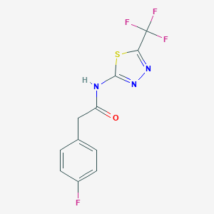 molecular formula C11H7F4N3OS B254991 2-(4-fluorophenyl)-N-[5-(trifluoromethyl)-1,3,4-thiadiazol-2-yl]acetamide 