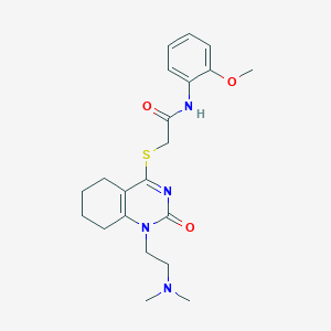 molecular formula C21H28N4O3S B2549912 2-((1-(2-(dimethylamino)ethyl)-2-oxo-1,2,5,6,7,8-hexahydroquinazolin-4-yl)thio)-N-(2-methoxyphenyl)acetamide CAS No. 899950-09-5