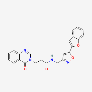 molecular formula C23H18N4O4 B2549913 N-((5-(benzofuran-2-yl)isoxazol-3-yl)methyl)-3-(4-oxoquinazolin-3(4H)-yl)propanamide CAS No. 1207060-26-1