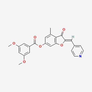 molecular formula C24H19NO6 B2549918 (Z)-4-methyl-3-oxo-2-(pyridin-4-ylmethylene)-2,3-dihydrobenzofuran-6-yl 3,5-dimethoxybenzoate CAS No. 903196-87-2