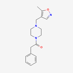 molecular formula C17H21N3O2 B2549937 1-(4-((5-Methylisoxazol-4-yl)methyl)piperazin-1-yl)-2-phenylethanone CAS No. 2034244-66-9