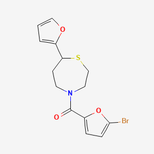 molecular formula C14H14BrNO3S B2549939 （5-溴呋喃-2-基）（7-（呋喃-2-基）-1,4-噻吩并氮杂环-4-基）甲苯酮 CAS No. 1795431-04-7