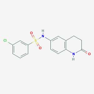 molecular formula C15H13ClN2O3S B2549943 3-chloro-N-(2-oxo-1,2,3,4-tetrahydroquinolin-6-yl)benzenesulfonamide CAS No. 921916-19-0