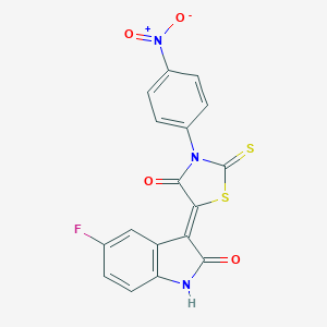 (5Z)-5-(5-fluoro-2-oxo-1H-indol-3-ylidene)-3-(4-nitrophenyl)-2-sulfanylidene-1,3-thiazolidin-4-one