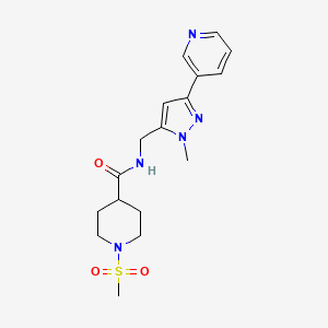 N-((1-methyl-3-(pyridin-3-yl)-1H-pyrazol-5-yl)methyl)-1-(methylsulfonyl)piperidine-4-carboxamide