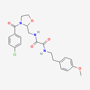 molecular formula C22H24ClN3O5 B2549975 N1-((3-(4-氯苯甲酰)恶唑烷-2-基)甲基)-N2-(4-甲氧基苯乙基)草酰胺 CAS No. 874805-12-6