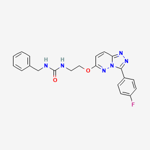 molecular formula C21H19FN6O2 B2549976 1-Benzyl-3-(2-((3-(4-fluorophenyl)-[1,2,4]triazolo[4,3-b]pyridazin-6-yl)oxy)ethyl)urea CAS No. 1020976-71-9