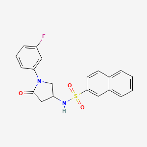 molecular formula C20H17FN2O3S B2549977 N-[1-(3-fluorophenyl)-5-oxopyrrolidin-3-yl]naphthalene-2-sulfonamide CAS No. 896313-62-5