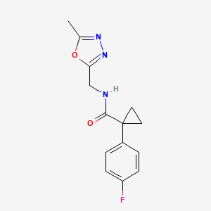 molecular formula C14H14FN3O2 B2549978 1-(4-Fluorophenyl)-N-[(5-methyl-1,3,4-oxadiazol-2-yl)methyl]cyclopropane-1-carboxamide CAS No. 1211604-29-3