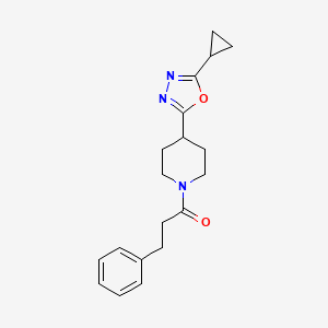 molecular formula C19H23N3O2 B2549993 1-(4-(5-Cyclopropyl-1,3,4-oxadiazol-2-yl)piperidin-1-yl)-3-phenylpropan-1-one CAS No. 1209091-23-5