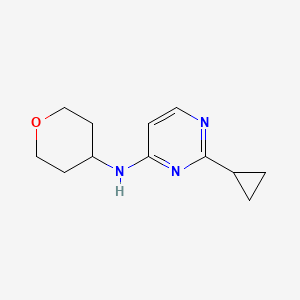 molecular formula C12H17N3O B2549998 2-环丙基-N-(氧杂-4-基)嘧啶-4-胺 CAS No. 1852072-96-8
