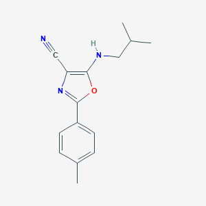 molecular formula C15H17N3O B255002 2-(4-Methylphenyl)-5-[(2-methylpropyl)amino]-1,3-oxazole-4-carbonitrile 