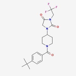 molecular formula C21H26F3N3O3 B2550025 1-[1-(4-Tert-butylbenzoyl)piperidin-4-yl]-3-(2,2,2-trifluoroethyl)imidazolidine-2,4-dione CAS No. 2097862-63-8