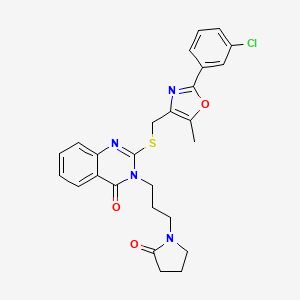 2-(((2-(3-chlorophenyl)-5-methyloxazol-4-yl)methyl)thio)-3-(3-(2-oxopyrrolidin-1-yl)propyl)quinazolin-4(3H)-one