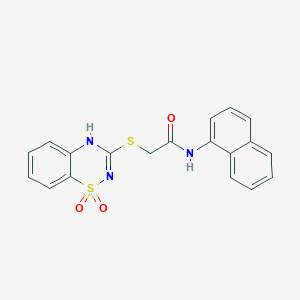 molecular formula C19H15N3O3S2 B2550097 2-((1,1-dioxido-4H-benzo[e][1,2,4]thiadiazin-3-yl)thio)-N-(naphthalen-1-yl)acetamide CAS No. 899976-04-6