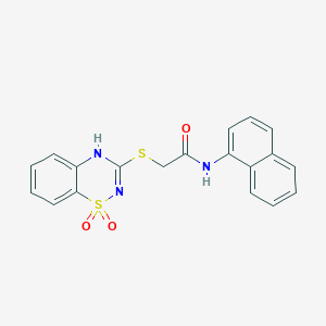 molecular formula C19H15N3O3S2 B2550097 N-(Naphthalen-1-yl)-2-((1,1-Dioxido-4H-benzo[e][1,2,4]thiadiazin-3-yl)thio)acetamid CAS No. 899976-04-6