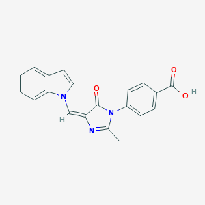 molecular formula C20H15N3O3 B025501 4-[(4E)-4-(indol-1-ylmethylidene)-2-methyl-5-oxoimidazol-1-yl]benzoic acid CAS No. 100039-63-2