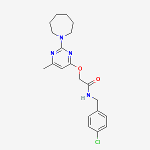 2-((2-(azepan-1-yl)-6-methylpyrimidin-4-yl)oxy)-N-(4-chlorobenzyl)acetamide