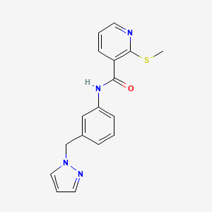 molecular formula C17H16N4OS B2550106 2-(methylsulfanyl)-N-{3-[(1H-pyrazol-1-yl)methyl]phenyl}pyridine-3-carboxamide CAS No. 1171491-96-5