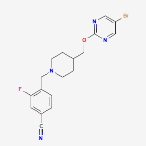 molecular formula C18H18BrFN4O B2550117 4-[(4-{[(5-Bromopyrimidin-2-yl)oxy]methyl}piperidin-1-yl)methyl]-3-fluorobenzonitrile CAS No. 2379977-68-9