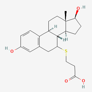 molecular formula C21H28O4S B2550121 3-(((8R,9S,13S,14S,17S)-3,17-dihydroxy-13-methyl-7,8,9,11,12,13,14,15,16,17-decahydro-6H-cyclopenta[a]phenanthren-7-yl)thio)propanoic acid CAS No. 53212-83-2