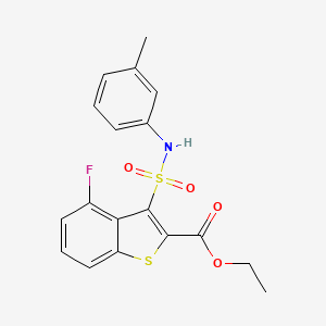 molecular formula C18H16FNO4S2 B2550124 4-氟-3-[(3-甲苯磺酰基)-1-苯并噻吩-2-羧酸乙酯 CAS No. 900012-69-3