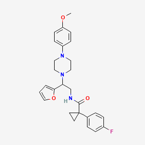 molecular formula C27H30FN3O3 B2550134 1-(4-fluorophenyl)-N-(2-(furan-2-yl)-2-(4-(4-methoxyphenyl)piperazin-1-yl)ethyl)cyclopropanecarboxamide CAS No. 1327530-54-0