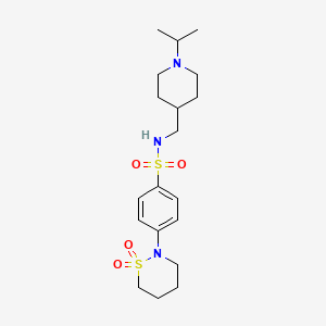 molecular formula C19H31N3O4S2 B2550149 4-(1,1-二氧化-1,2-噻嗪烷-2-基)-N-((1-异丙基哌啶-4-基)甲基)苯磺酰胺 CAS No. 1396761-28-6