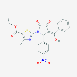 ethyl 2-[(3E)-3-[hydroxy(phenyl)methylidene]-2-(4-nitrophenyl)-4,5-dioxopyrrolidin-1-yl]-4-methyl-1,3-thiazole-5-carboxylate