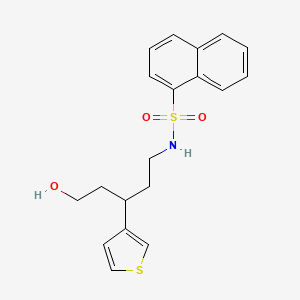 molecular formula C19H21NO3S2 B2550170 N-(5-hydroxy-3-(thiophen-3-yl)pentyl)naphthalene-1-sulfonamide CAS No. 2034243-23-5