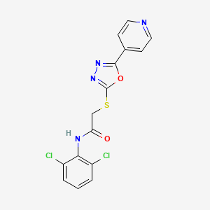 molecular formula C15H10Cl2N4O2S B2550171 N-(2,6-dichlorophenyl)-2-((5-(pyridin-4-yl)-1,3,4-oxadiazol-2-yl)thio)acetamide CAS No. 540498-06-4