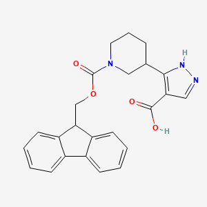 molecular formula C24H23N3O4 B2550184 3-(1-{[(9H-芴-9-基)甲氧基]羰基}哌啶-3-基)-1H-吡唑-4-羧酸 CAS No. 2091893-43-3