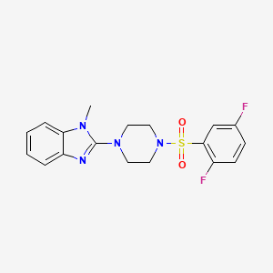 molecular formula C18H18F2N4O2S B2550189 2-(4-((2,5-difluorophenyl)sulfonyl)piperazin-1-yl)-1-methyl-1H-benzo[d]imidazole CAS No. 1219905-55-1