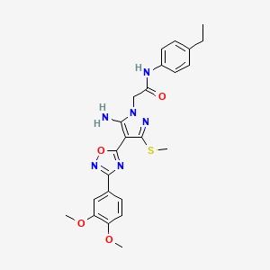 B2550196 2-(5-amino-4-(3-(3,4-dimethoxyphenyl)-1,2,4-oxadiazol-5-yl)-3-(methylthio)-1H-pyrazol-1-yl)-N-(4-ethylphenyl)acetamide CAS No. 1019098-94-2