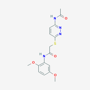 molecular formula C16H18N4O4S B2550211 2-((6-acetamidopyridazin-3-yl)thio)-N-(2,5-dimethoxyphenyl)acetamide CAS No. 1021091-39-3