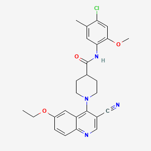 molecular formula C26H27ClN4O3 B2550213 N-(4-chloro-2-methoxy-5-methylphenyl)-1-(3-cyano-6-ethoxyquinolin-4-yl)piperidine-4-carboxamide CAS No. 1226448-04-9