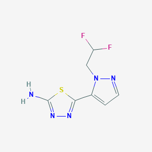 molecular formula C7H7F2N5S B2550214 5-[2-(2,2-Difluoroethyl)pyrazol-3-yl]-1,3,4-thiadiazol-2-amine CAS No. 1946818-32-1