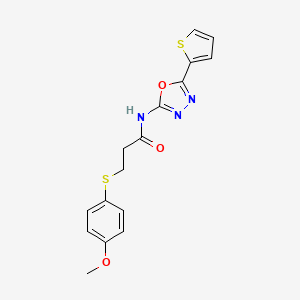 molecular formula C16H15N3O3S2 B2550218 3-((4-methoxyphenyl)thio)-N-(5-(thiophen-2-yl)-1,3,4-oxadiazol-2-yl)propanamide CAS No. 941952-78-9