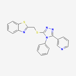 molecular formula C21H15N5S2 B2550220 2-({[4-苯基-5-(吡啶-3-基)-4H-1,2,4-三唑-3-基]硫代}甲基)-1,3-苯并噻唑 CAS No. 637325-54-3