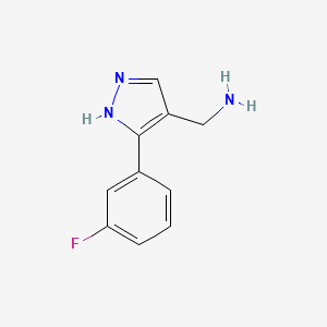 molecular formula C10H10FN3 B2550221 [5-(3-Fluorophenyl)-1H-pyrazol-4-yl]methanamine CAS No. 1501527-36-1